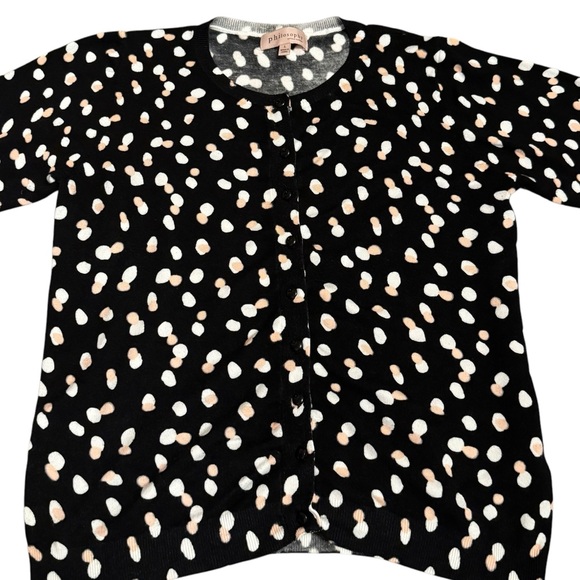 Women's Philosophy Black White & Peach Button Up Cardigan Sweater size L - Picture 2 of 10